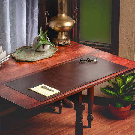 Dacasso Dark Brown Bonded Leather 36" x 17" Desk Mat/Desk Pad - No Core Rollable PR-3649